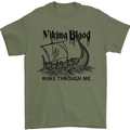 Viking Blood Runs Through Me Ship Sailing Mens T-Shirt 100% Cotton Military Green