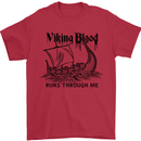 Viking Blood Runs Through Me Ship Sailing Mens T-Shirt 100% Cotton Red