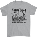 Viking Blood Runs Through Me Ship Sailing Mens T-Shirt 100% Cotton Sports Grey
