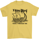 Viking Blood Runs Through Me Ship Sailing Mens T-Shirt 100% Cotton Yellow