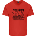 Viking Blood Runs Through Me Ship Sailing Mens V-Neck Cotton T-Shirt Red