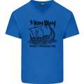 Viking Blood Runs Through Me Ship Sailing Mens V-Neck Cotton T-Shirt Royal Blue