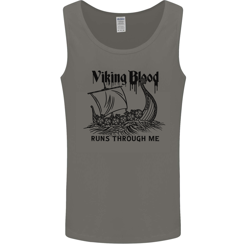 Viking Blood Runs Through Me Ship Sailing Mens Vest Tank Top Charcoal