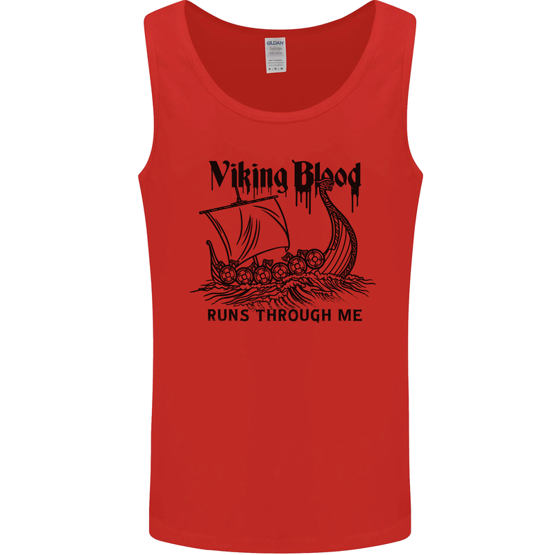 Viking Blood Runs Through Me Ship Sailing Mens Vest Tank Top Red