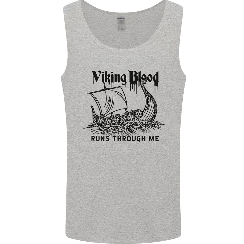 Viking Blood Runs Through Me Ship Sailing Mens Vest Tank Top Sports Grey
