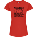 Viking Blood Runs Through Me Ship Sailing Womens Petite Cut T-Shirt Red