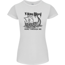 Viking Blood Runs Through Me Ship Sailing Womens Petite Cut T-Shirt White