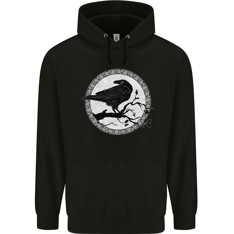 Viking Crow Celtic Norse Valhalla Odin Thor Childrens Kids Hoodie Black
