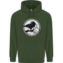 Viking Crow Celtic Norse Valhalla Odin Thor Childrens Kids Hoodie Forest Green