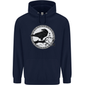 Viking Crow Celtic Norse Valhalla Odin Thor Childrens Kids Hoodie Navy Blue