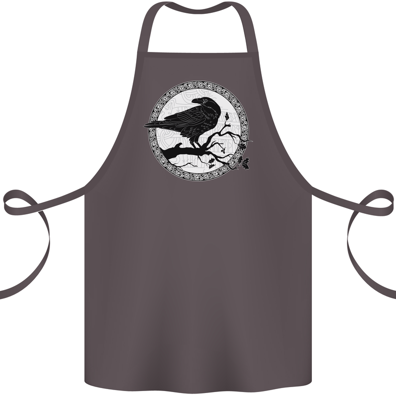Viking Crow Celtic Norse Valhalla Odin Thor Cotton Apron 100% Organic Dark Grey