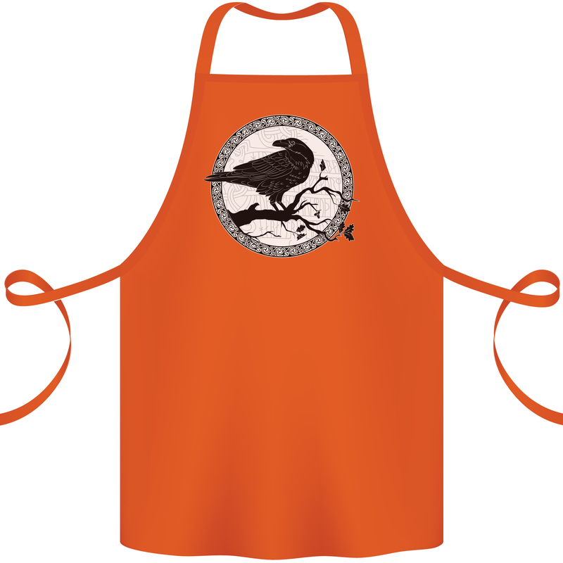 Viking Crow Celtic Norse Valhalla Odin Thor Cotton Apron 100% Organic Orange