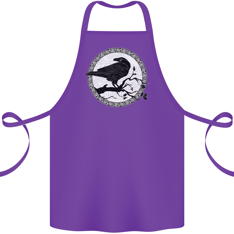 Viking Crow Celtic Norse Valhalla Odin Thor Cotton Apron 100% Organic Purple