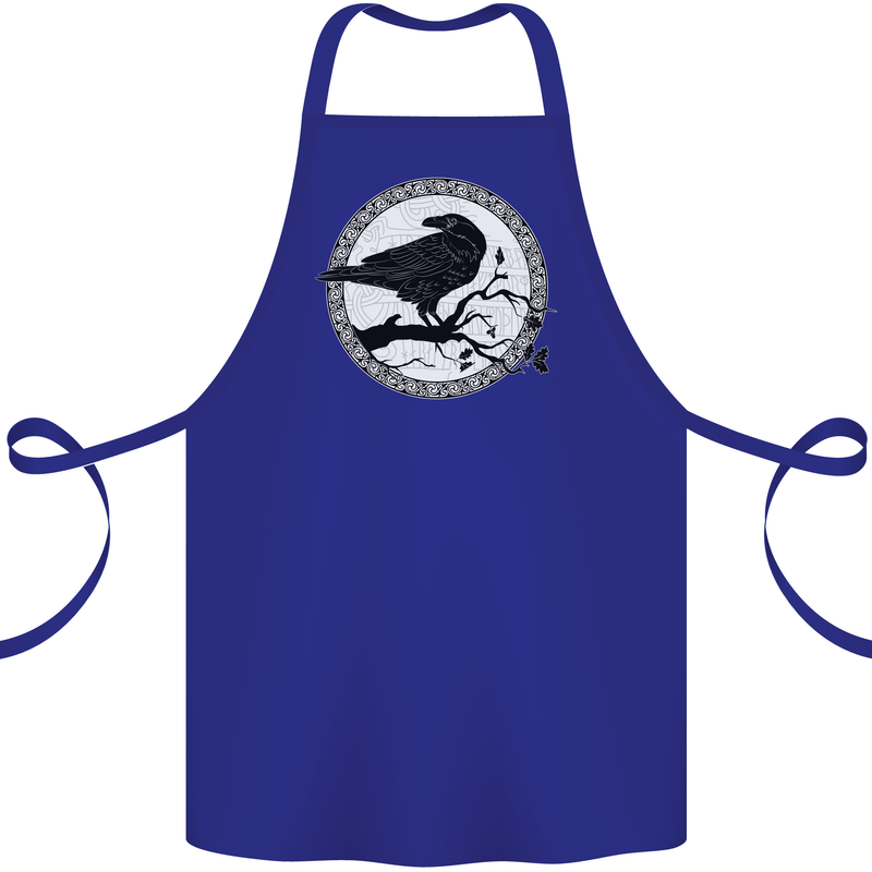 Viking Crow Celtic Norse Valhalla Odin Thor Cotton Apron 100% Organic Royal Blue