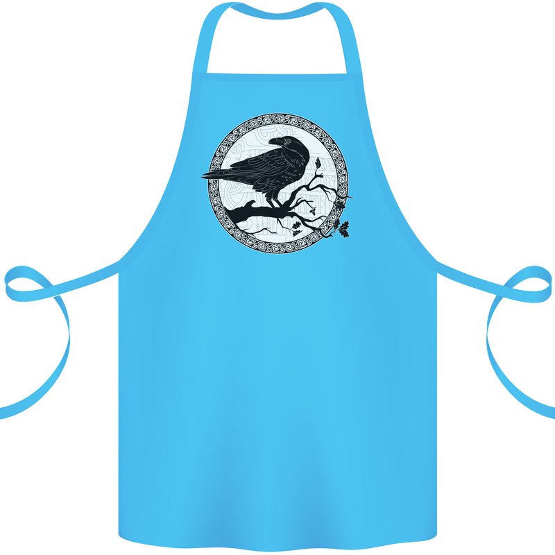 Viking Crow Celtic Norse Valhalla Odin Thor Cotton Apron 100% Organic Turquoise
