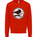 Viking Crow Celtic Norse Valhalla Odin Thor Kids Sweatshirt Jumper Bright Red