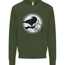 Viking Crow Celtic Norse Valhalla Odin Thor Kids Sweatshirt Jumper Forest Green