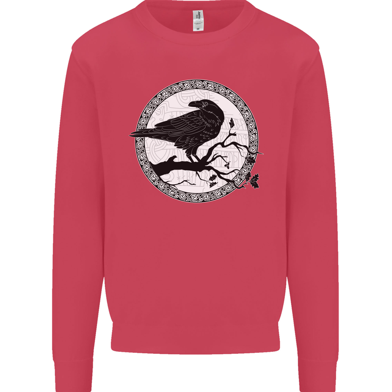 Viking Crow Celtic Norse Valhalla Odin Thor Kids Sweatshirt Jumper Heliconia