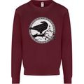 Viking Crow Celtic Norse Valhalla Odin Thor Kids Sweatshirt Jumper Maroon