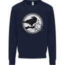 Viking Crow Celtic Norse Valhalla Odin Thor Kids Sweatshirt Jumper Navy Blue