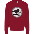 Viking Crow Celtic Norse Valhalla Odin Thor Kids Sweatshirt Jumper Red