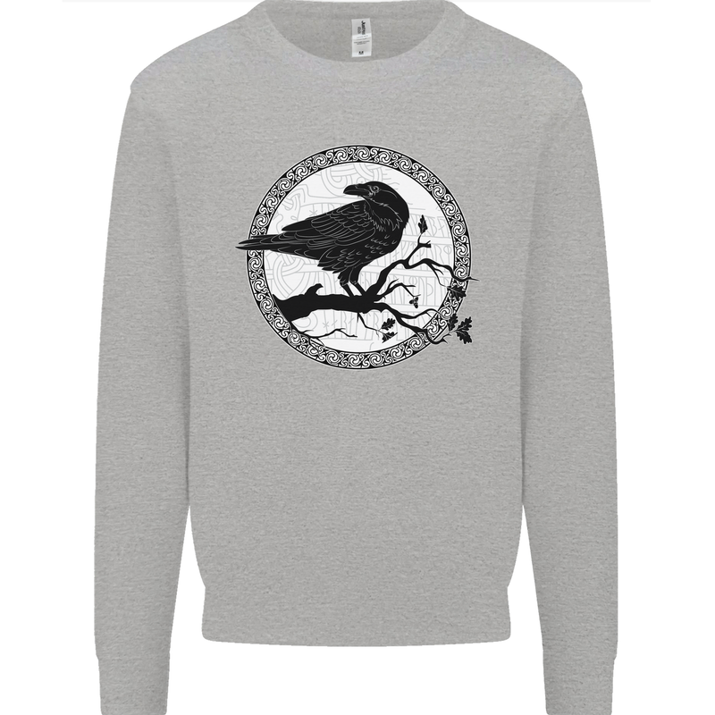 Viking Crow Celtic Norse Valhalla Odin Thor Kids Sweatshirt Jumper Sports Grey