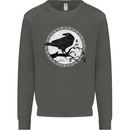 Viking Crow Celtic Norse Valhalla Odin Thor Kids Sweatshirt Jumper Storm Grey