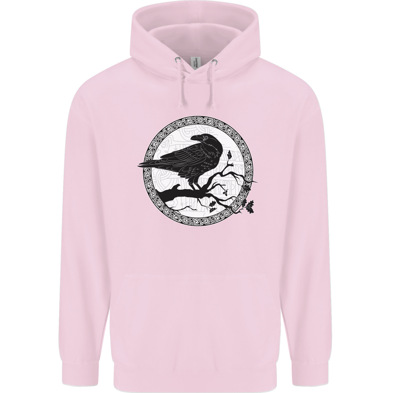 Viking Crow Celtic Norse Valhalla Odin Thor Mens 80% Cotton Hoodie Light Pink