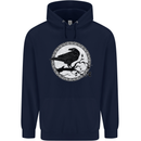 Viking Crow Celtic Norse Valhalla Odin Thor Mens 80% Cotton Hoodie Navy Blue