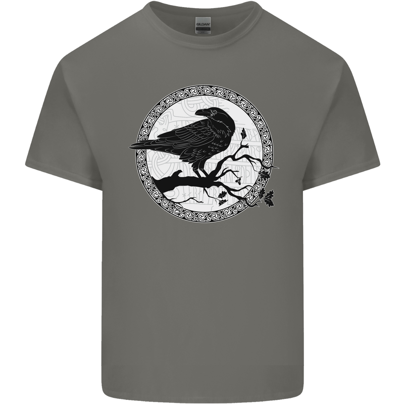 Viking Crow Celtic Norse Valhalla Odin Thor Mens Cotton T-Shirt Tee Top Charcoal