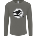 Viking Crow Celtic Norse Valhalla Odin Thor Mens Long Sleeve T-Shirt Charcoal