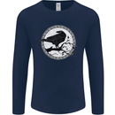 Viking Crow Celtic Norse Valhalla Odin Thor Mens Long Sleeve T-Shirt Navy Blue