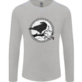 Viking Crow Celtic Norse Valhalla Odin Thor Mens Long Sleeve T-Shirt Sports Grey