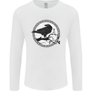 Viking Crow Celtic Norse Valhalla Odin Thor Mens Long Sleeve T-Shirt White