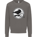 Viking Crow Celtic Norse Valhalla Odin Thor Mens Sweatshirt Jumper Charcoal