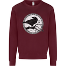 Viking Crow Celtic Norse Valhalla Odin Thor Mens Sweatshirt Jumper Maroon