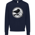 Viking Crow Celtic Norse Valhalla Odin Thor Mens Sweatshirt Jumper Navy Blue