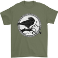 Viking Crow Celtic Norse Valhalla Odin Thor Mens T-Shirt Cotton Gildan Military Green