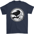 Viking Crow Celtic Norse Valhalla Odin Thor Mens T-Shirt Cotton Gildan Navy Blue