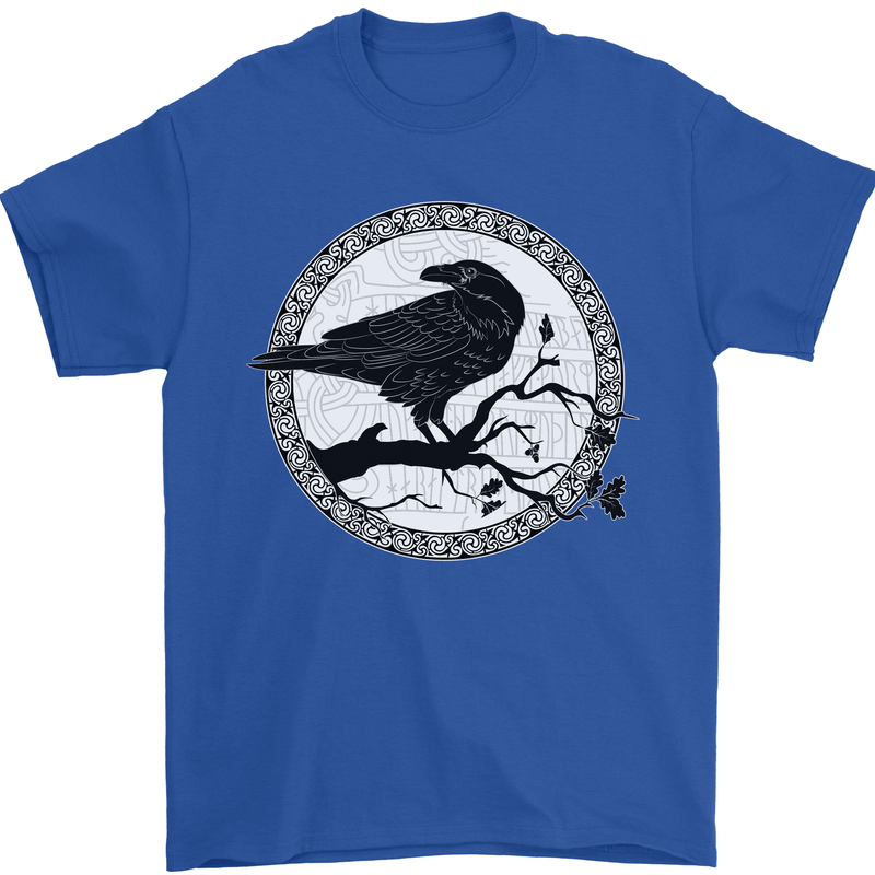Viking Crow Celtic Norse Valhalla Odin Thor Mens T-Shirt Cotton Gildan Royal Blue