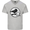 Viking Crow Celtic Norse Valhalla Odin Thor Mens V-Neck Cotton T-Shirt Sports Grey