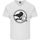 Viking Crow Celtic Norse Valhalla Odin Thor Mens V-Neck Cotton T-Shirt White