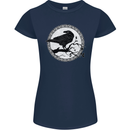 Viking Crow Celtic Norse Valhalla Odin Thor Womens Petite Cut T-Shirt Navy Blue