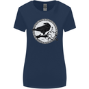 Viking Crow Celtic Norse Valhalla Odin Thor Womens Wider Cut T-Shirt Navy Blue
