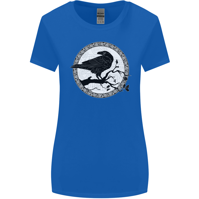 Viking Crow Celtic Norse Valhalla Odin Thor Womens Wider Cut T-Shirt Royal Blue