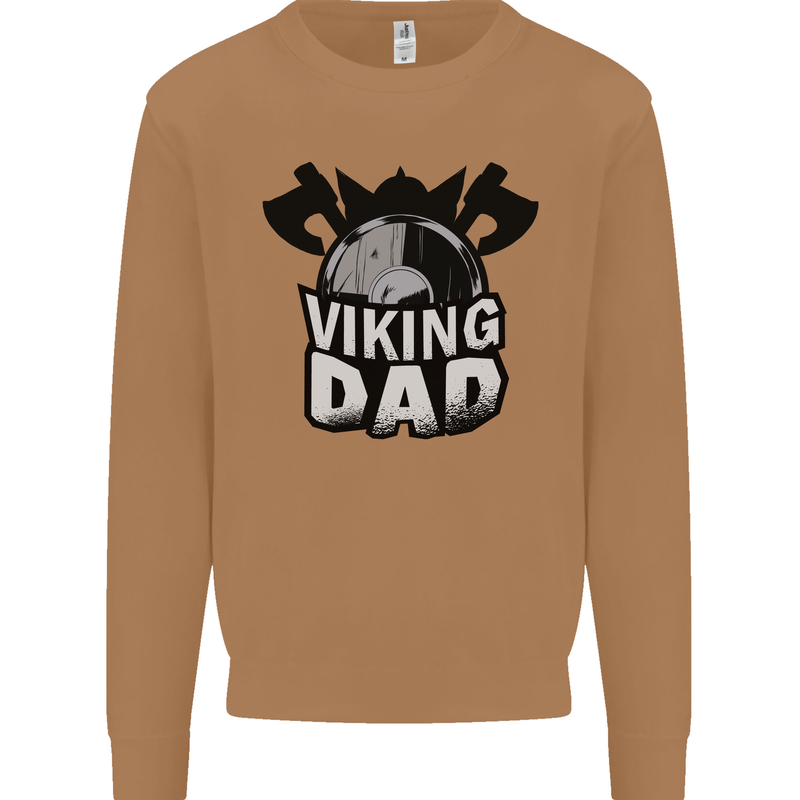 Viking Dad Funny Fathers Day Ragnar Odin Mens Sweatshirt Jumper Caramel Latte