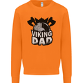 Viking Dad Funny Fathers Day Ragnar Odin Mens Sweatshirt Jumper Orange