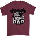 Viking Dad Funny Fathers Day Ragnar Odin Mens T-Shirt Cotton Gildan Maroon