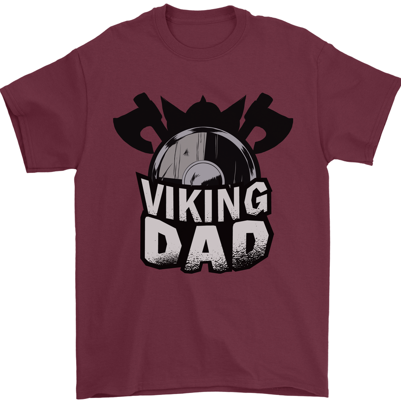 Viking Dad Funny Fathers Day Ragnar Odin Mens T-Shirt Cotton Gildan Maroon