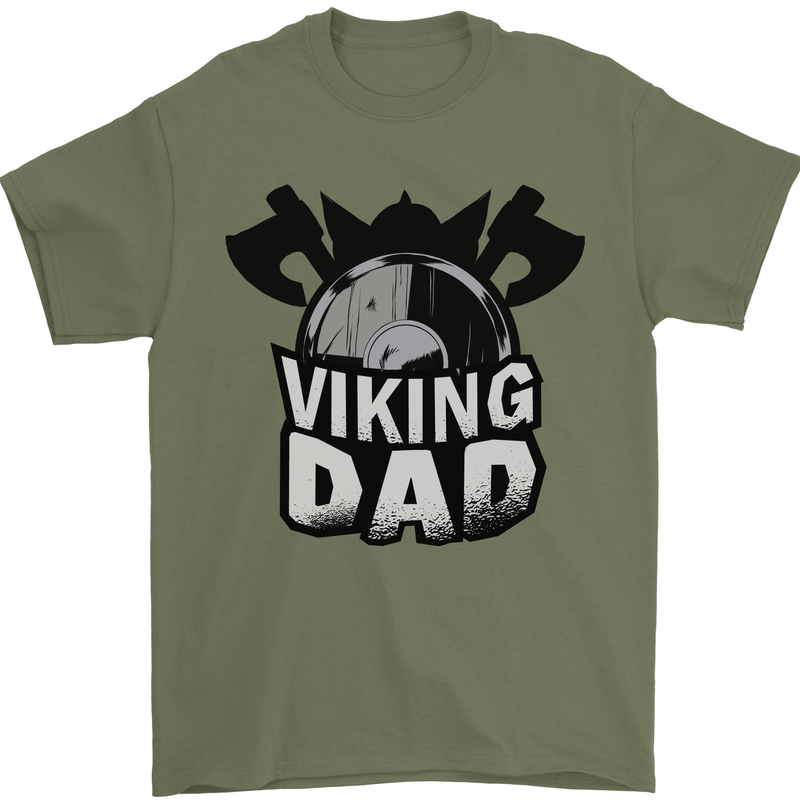 Viking Dad Funny Fathers Day Ragnar Odin Mens T-Shirt Cotton Gildan Military Green